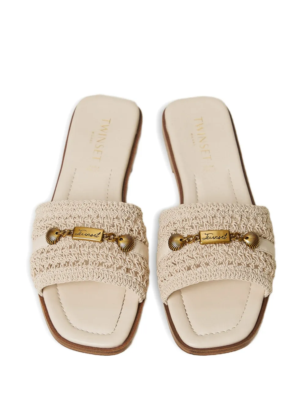 TWINSET Gehaakte sandalen met applicatie Beige