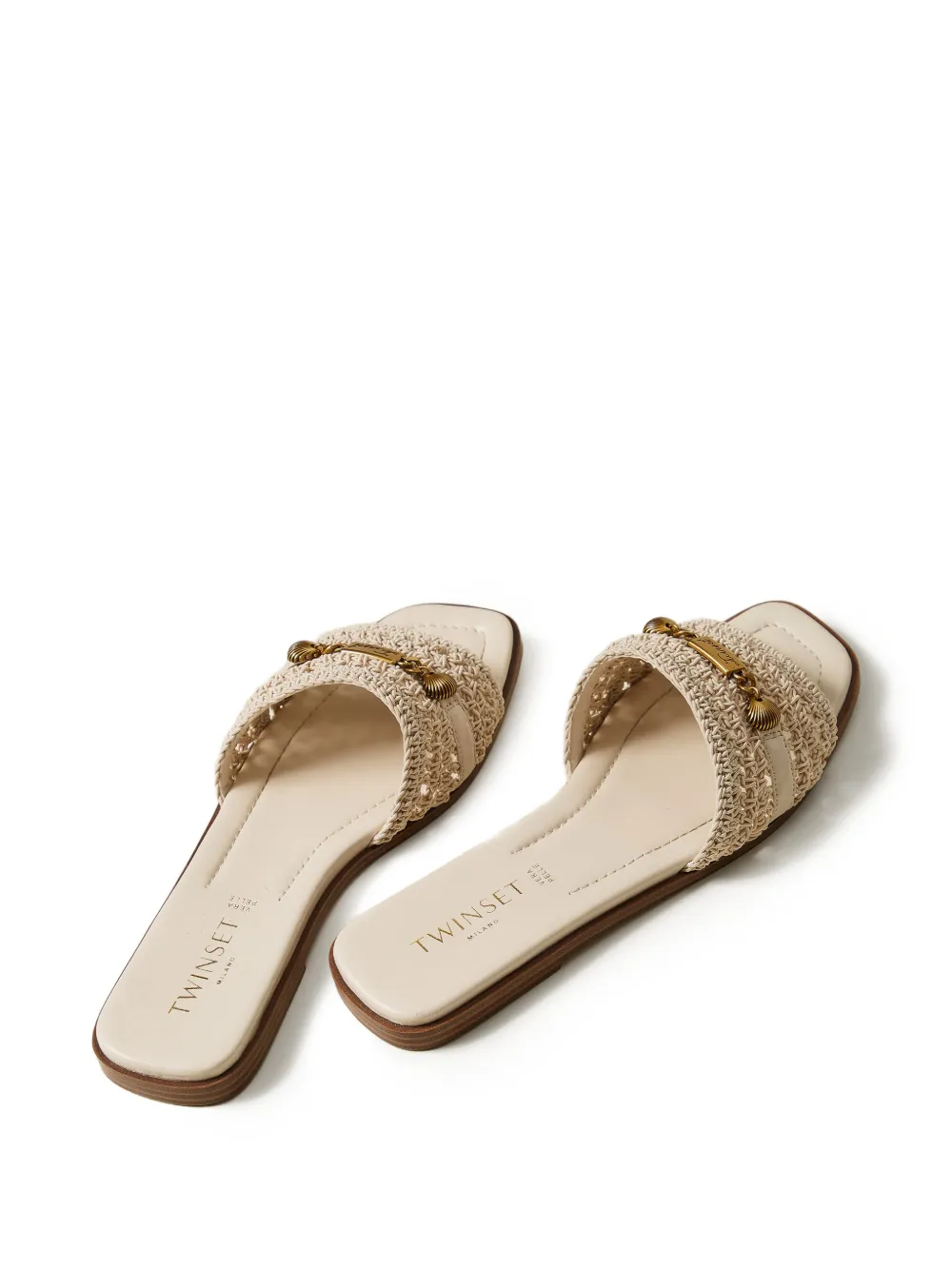 TWINSET Gehaakte sandalen met applicatie Beige