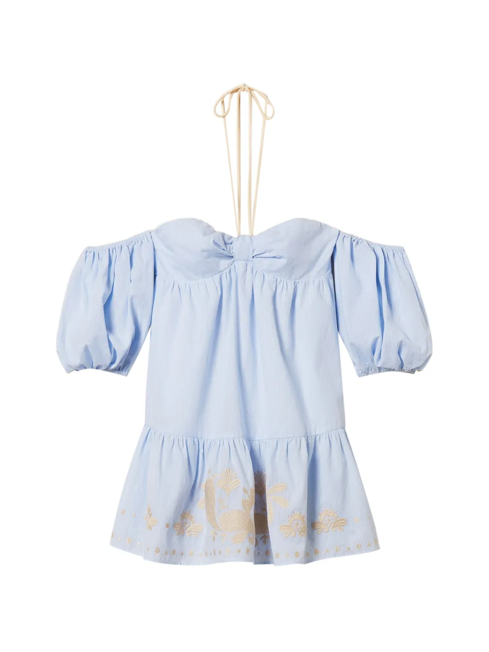 TWINSET pinstripe off-shoulder dress - Blu