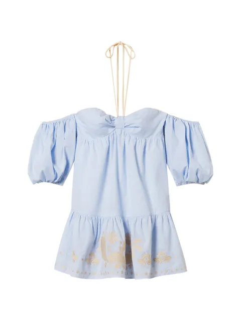 TWINSET pinstripe off-shoulder dress