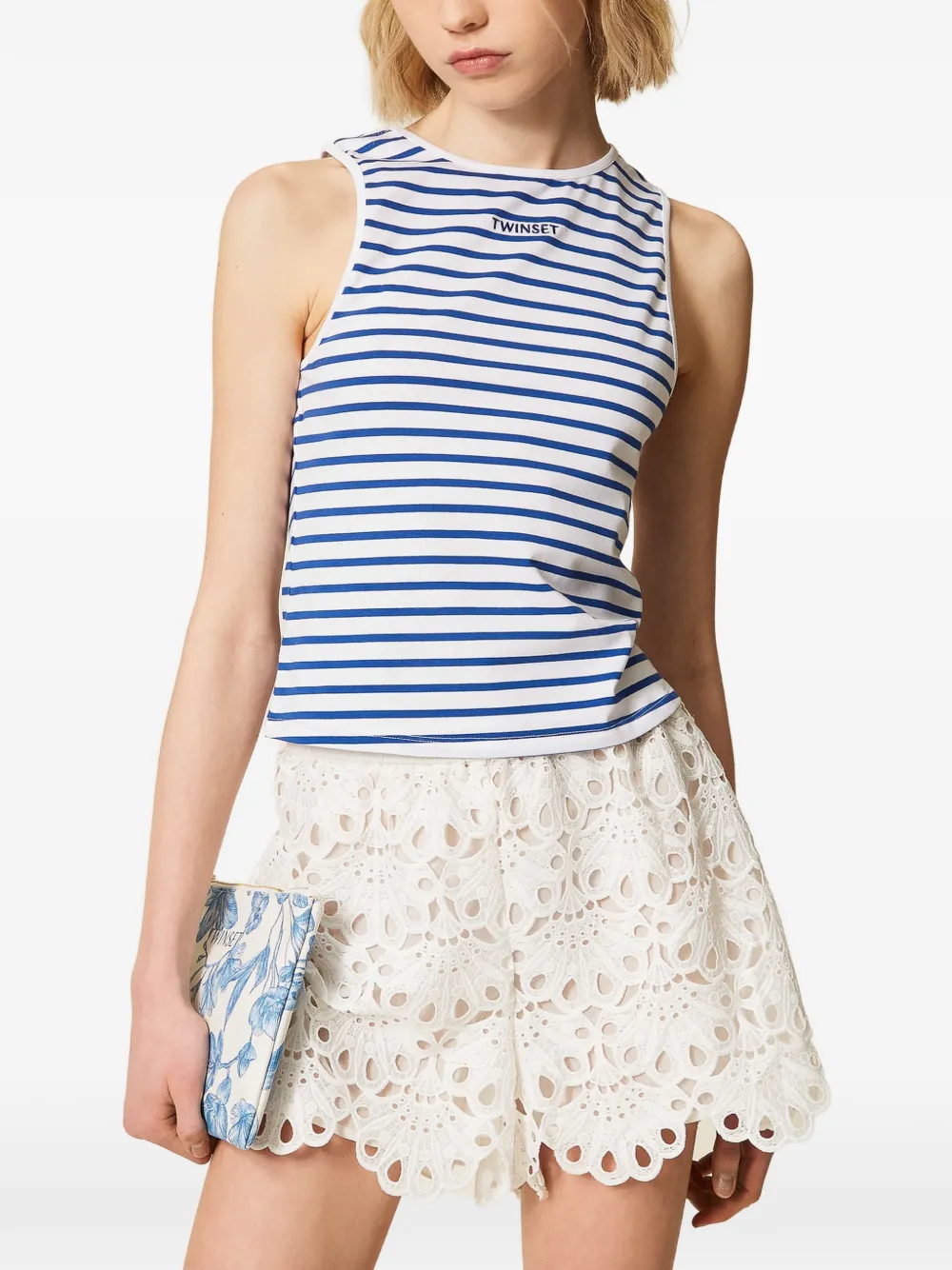 TWINSET Gestreepte top met jacquard Wit