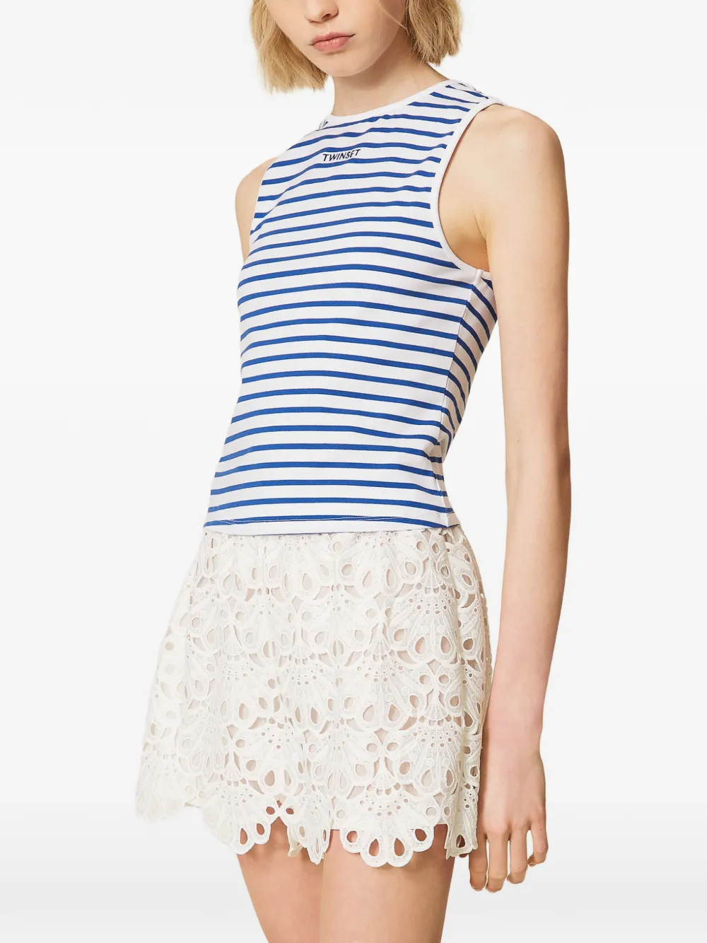 TWINSET Gestreepte top met jacquard Wit