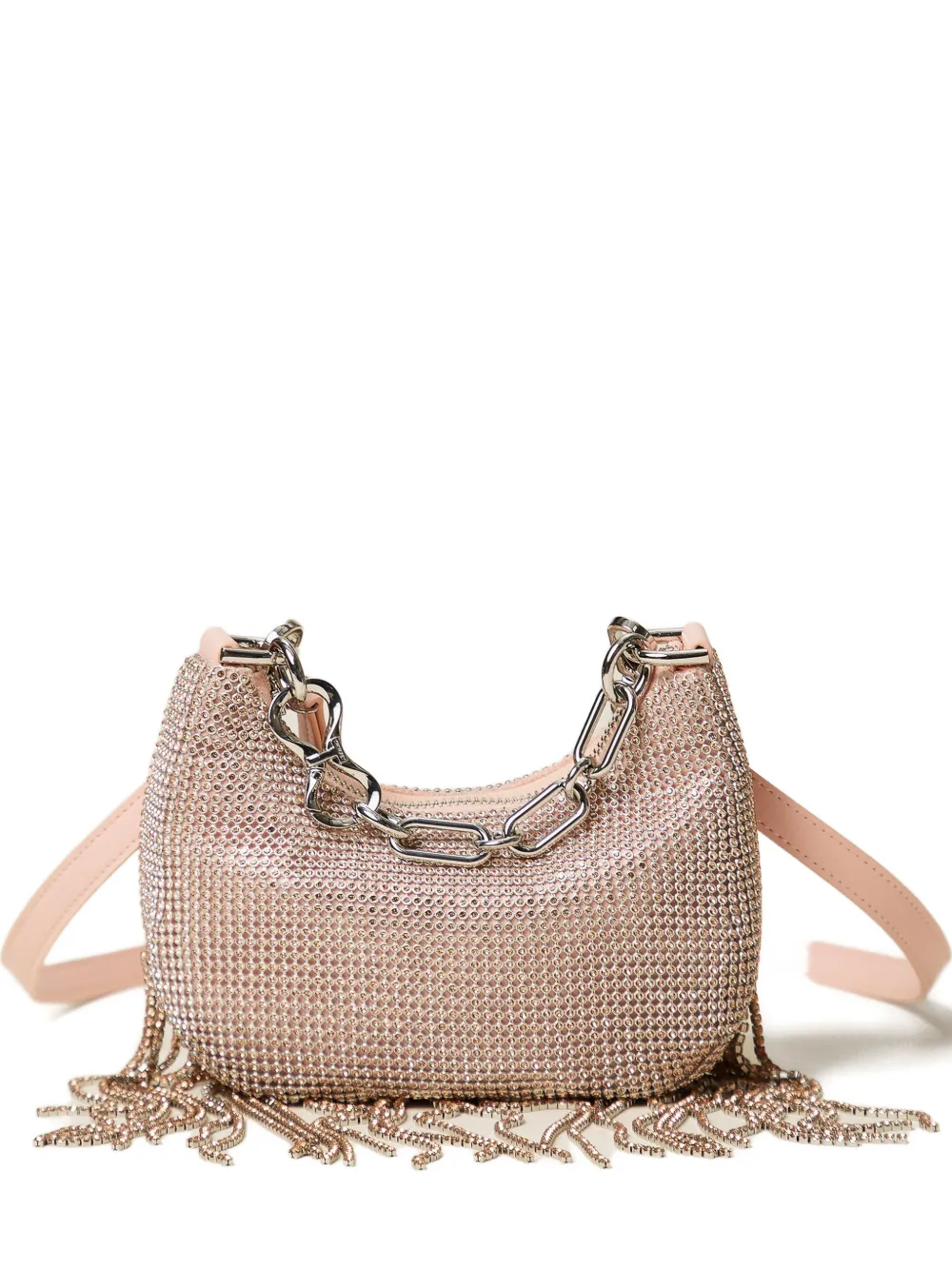 TWINSET Mini Croissant fringed tote bag - Rosa