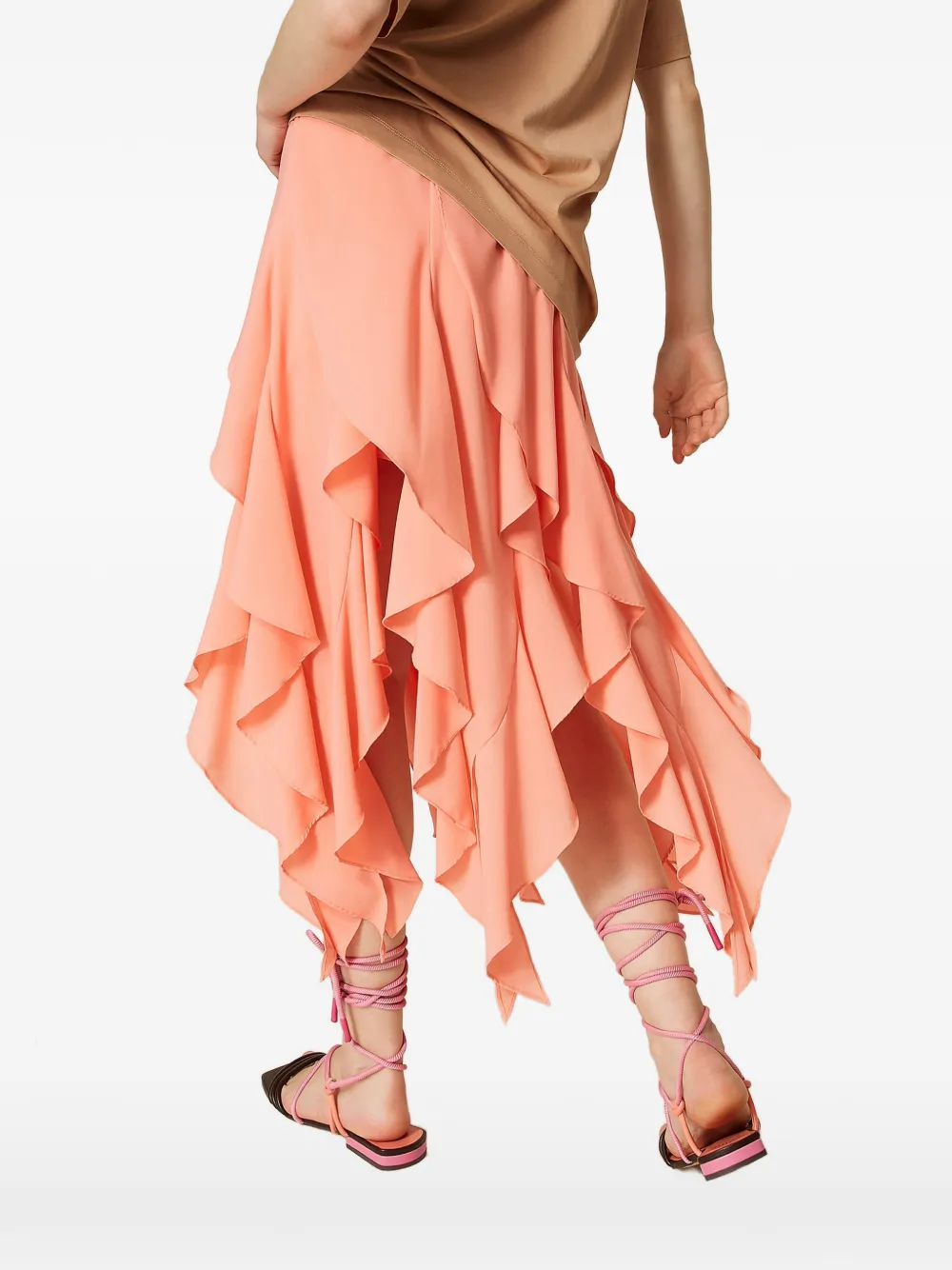 TWINSET x Myfo crêpe de Chine maxi-rok Oranje