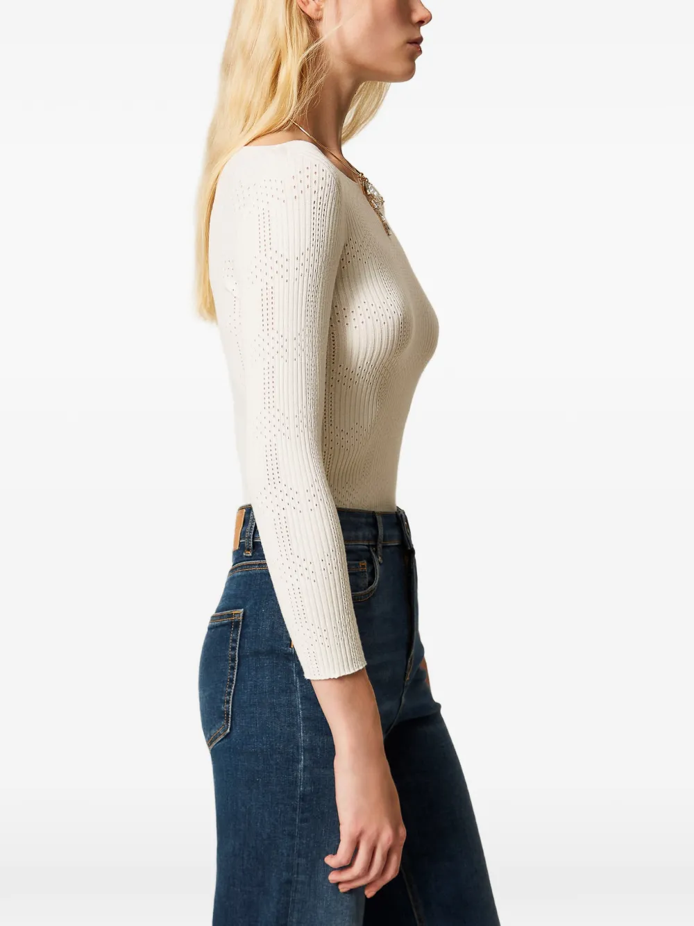 TWINSET Geribbelde top Wit