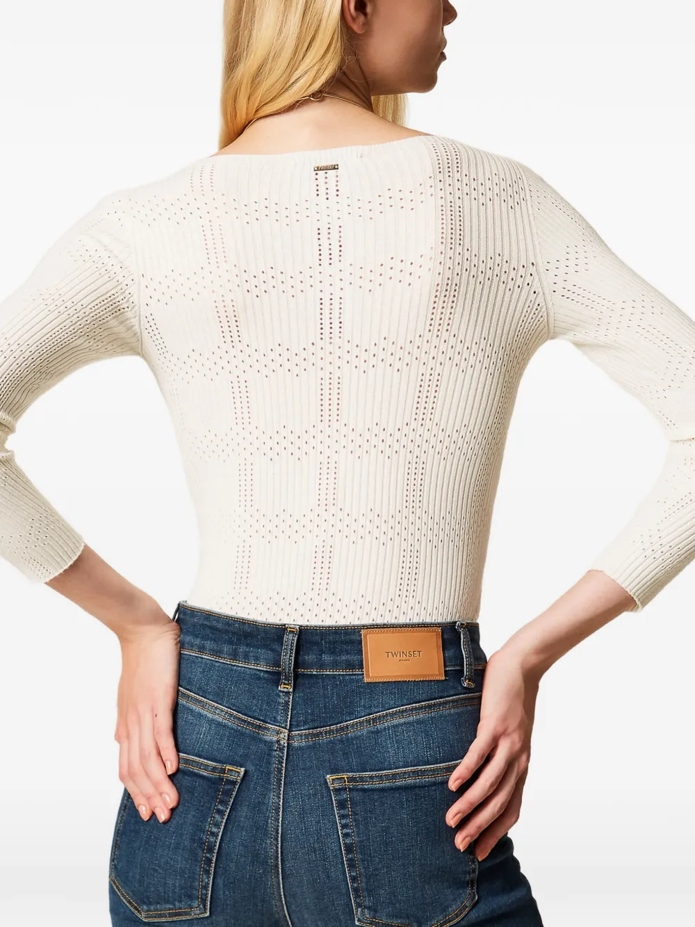 TWINSET Geribbelde top Wit