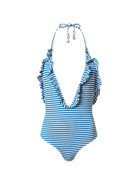 TWINSET ruffled striped bathing suit