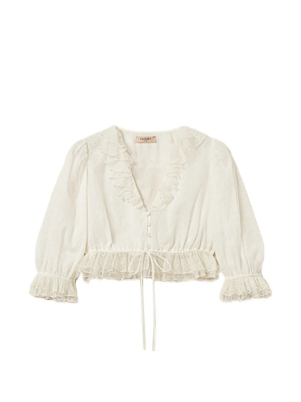 TWINSET Camicia crop con ruches - Bianco