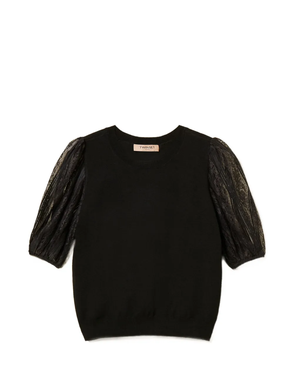 TWINSET lace-sleeve T-shirt - Nero