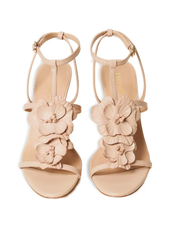 TWINSET Sandália Com Aplicação Floral | Neutro | FARFETCH BR