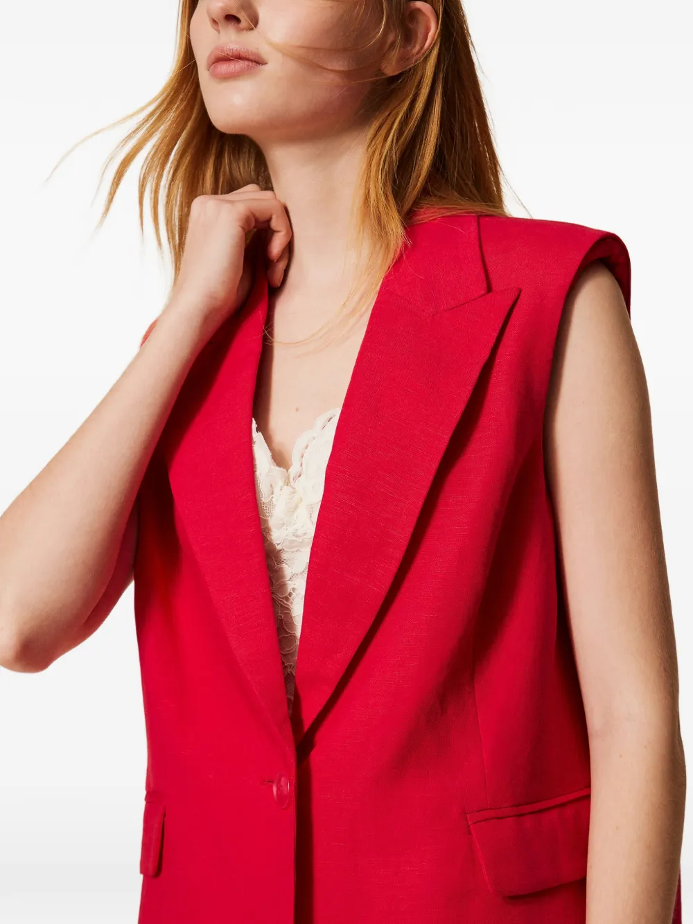 TWINSET Gilet met enkele rij knopen Rood