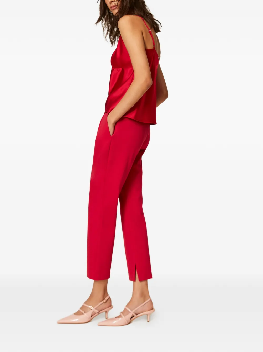 TWINSET Sigarettenbroek met split Rood
