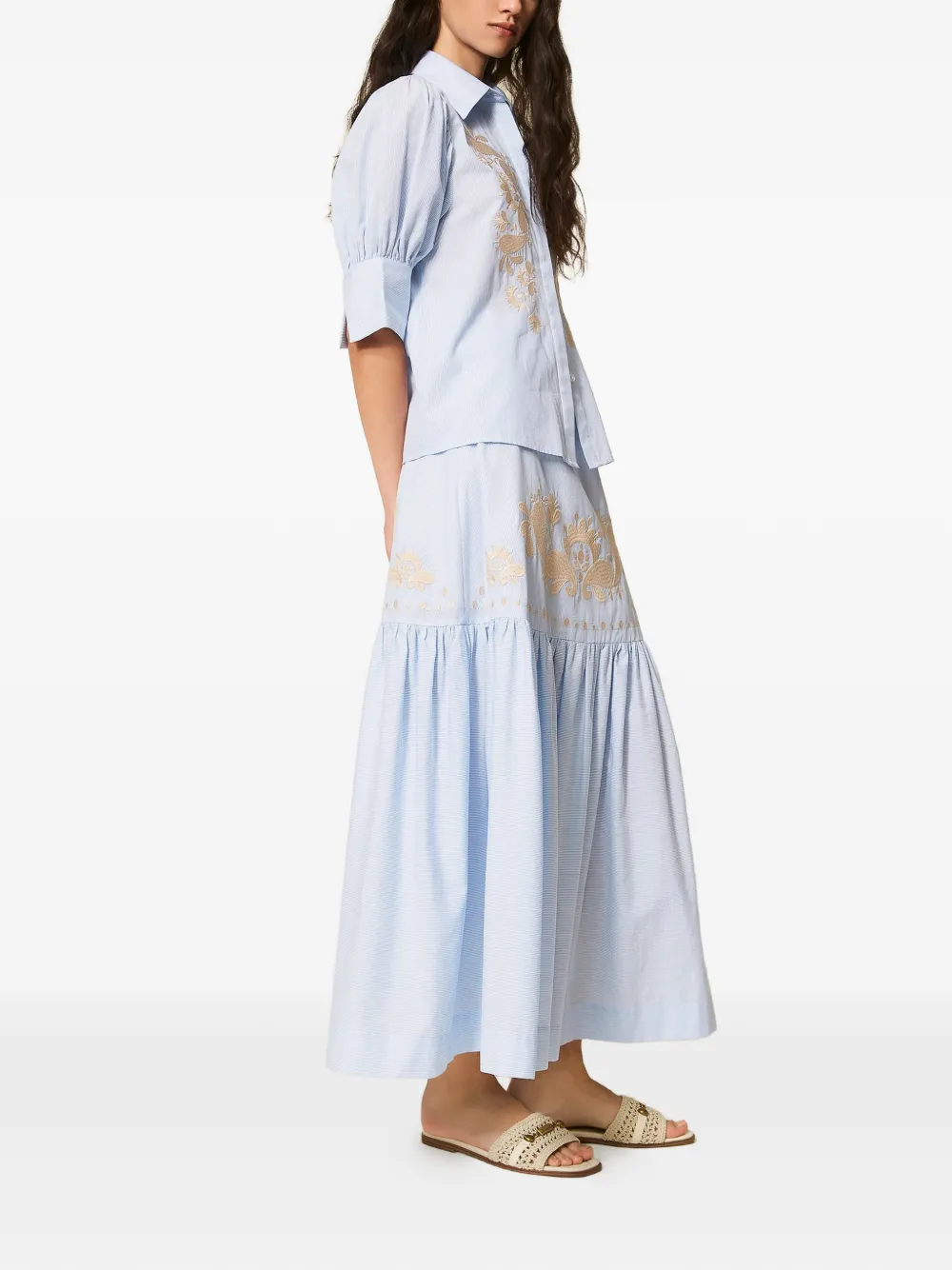 TWINSET Rok met geborduurde krijtstreep Blauw