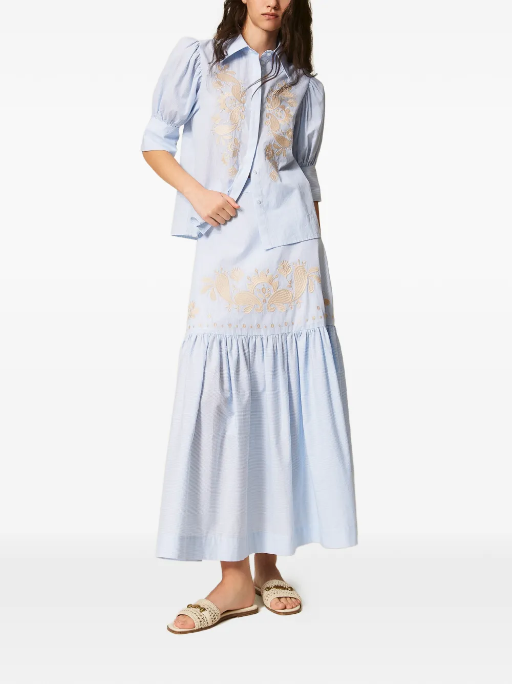 TWINSET Rok met geborduurde krijtstreep Blauw