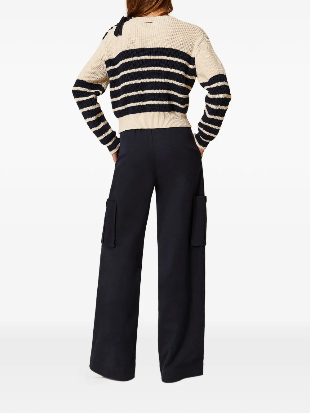 TWINSET Gabardine cargo broek met wijde pijpen Blauw