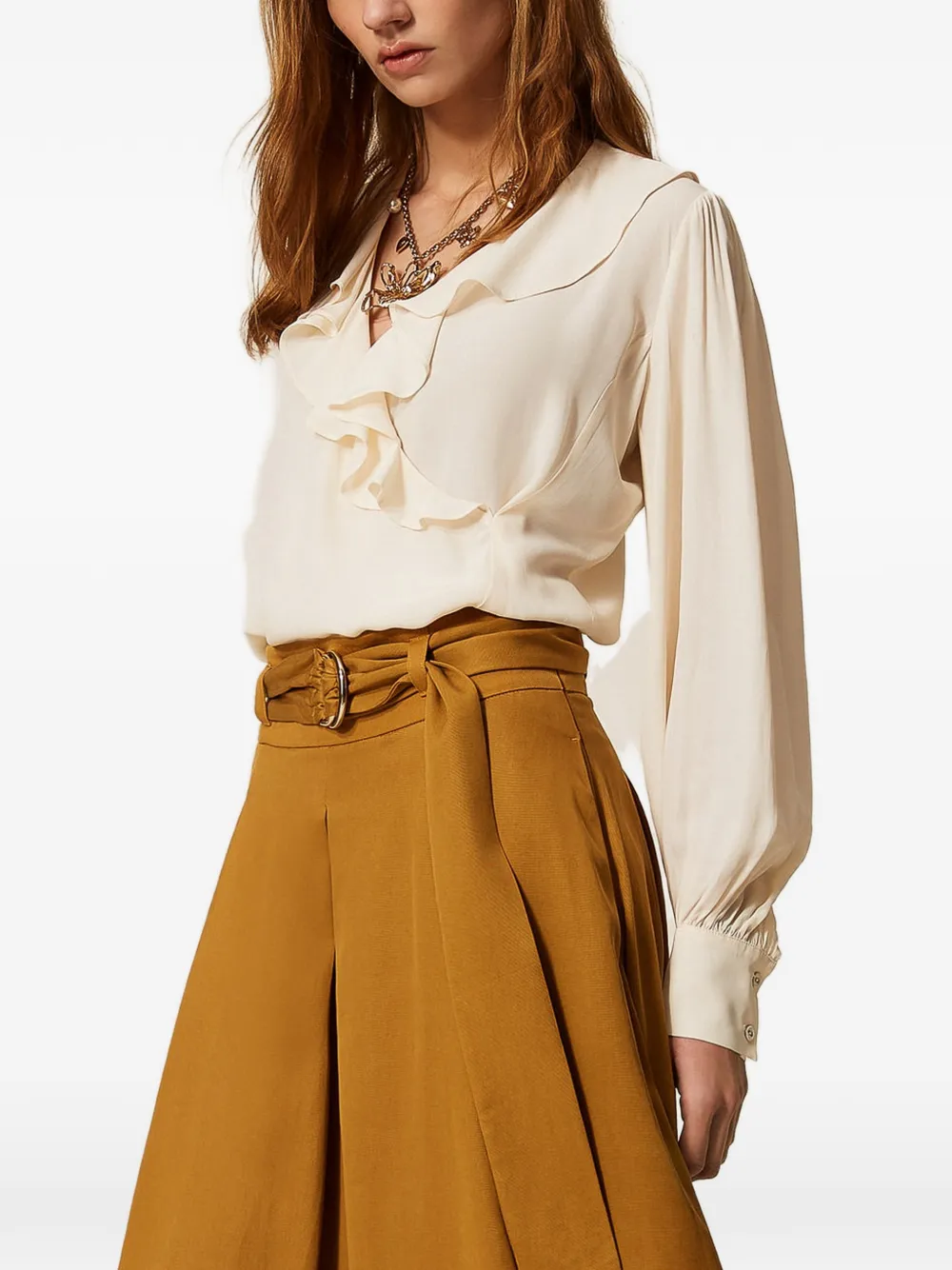 TWINSET Twill maxi-rok met riem Bruin