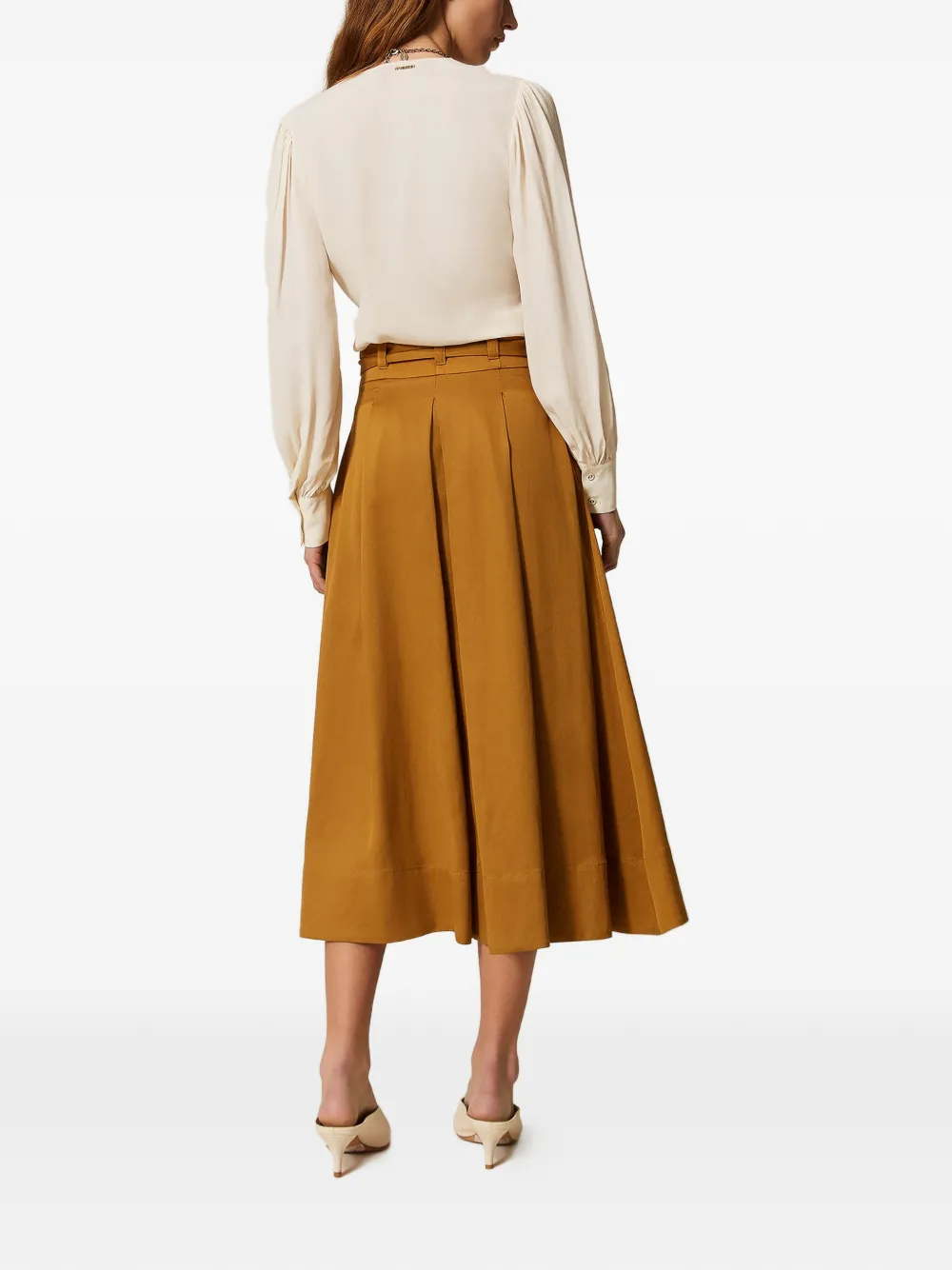  Twinset Belted Midi Skirt - Brown 