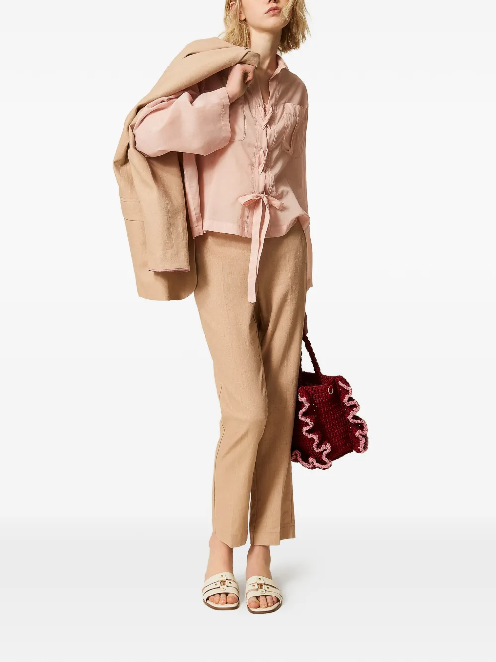 TWINSET Blouse met striksluiting Roze