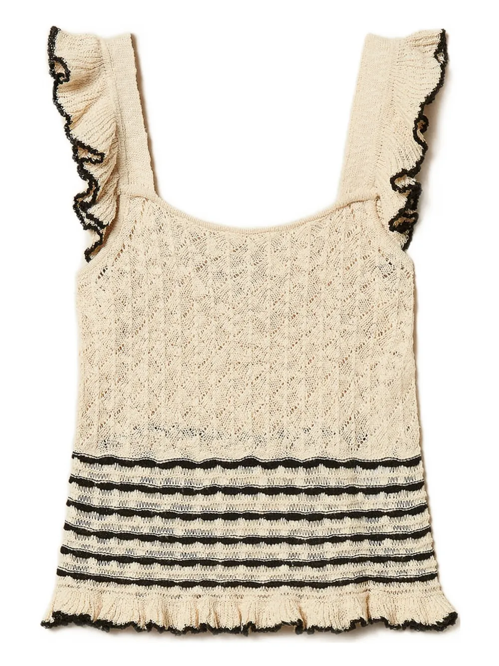 TWINSET striped-detail ruffled blouse - Toni neutri