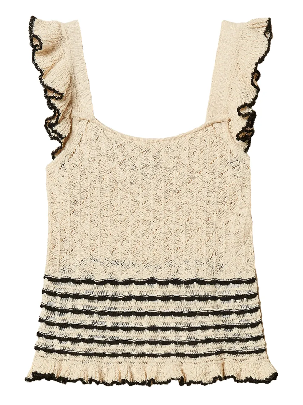 TWINSET striped-detail ruffled blouse - Toni neutri