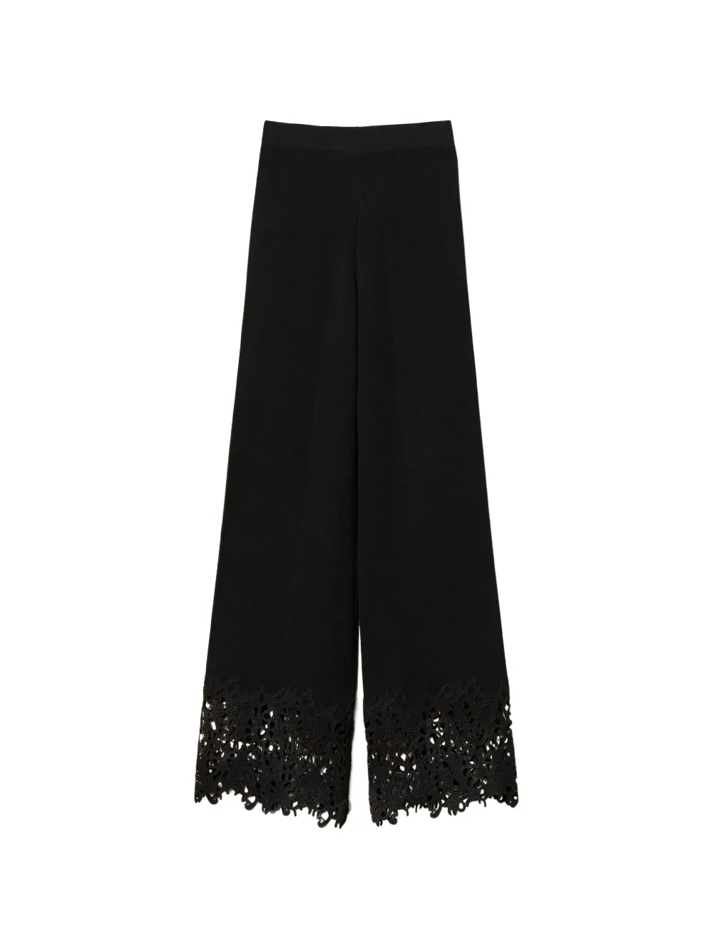 TWINSET lace-hem straight trousers - Nero