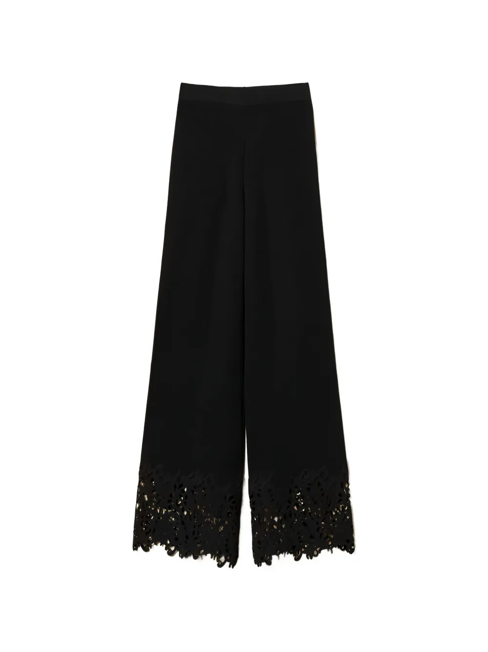 TWINSET Straight broek met afwerking van kant Zwart