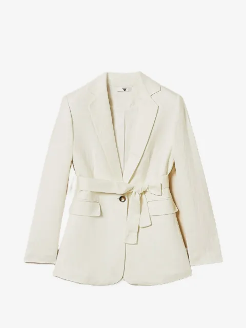 TWINSET linen blend blazer with belt