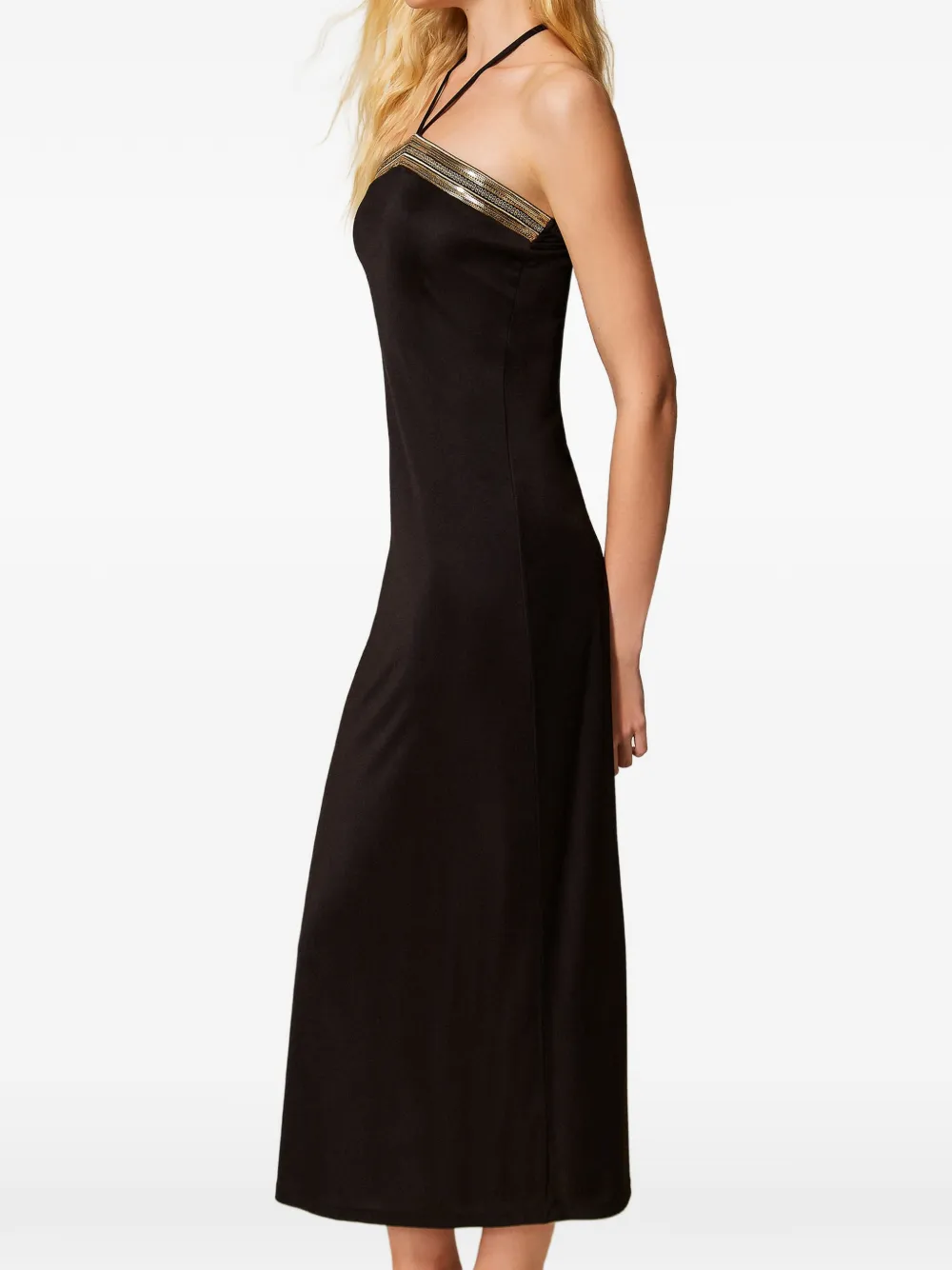 TWINSET Maxi-jurk met geborduurde pailletten Zwart