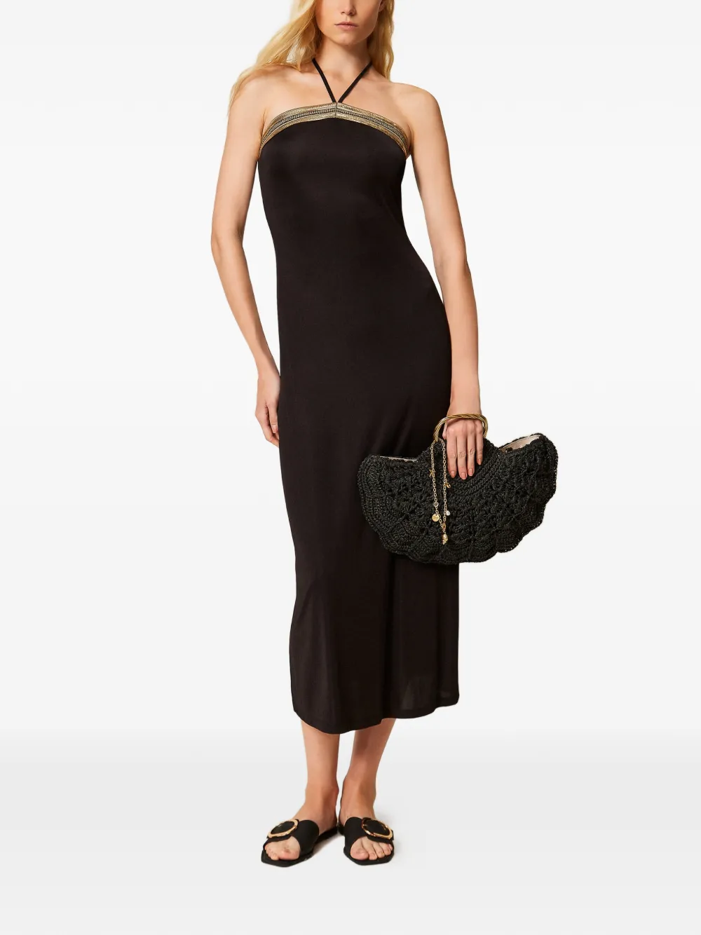 TWINSET Jurk met geborduurde pailletten - Zwart