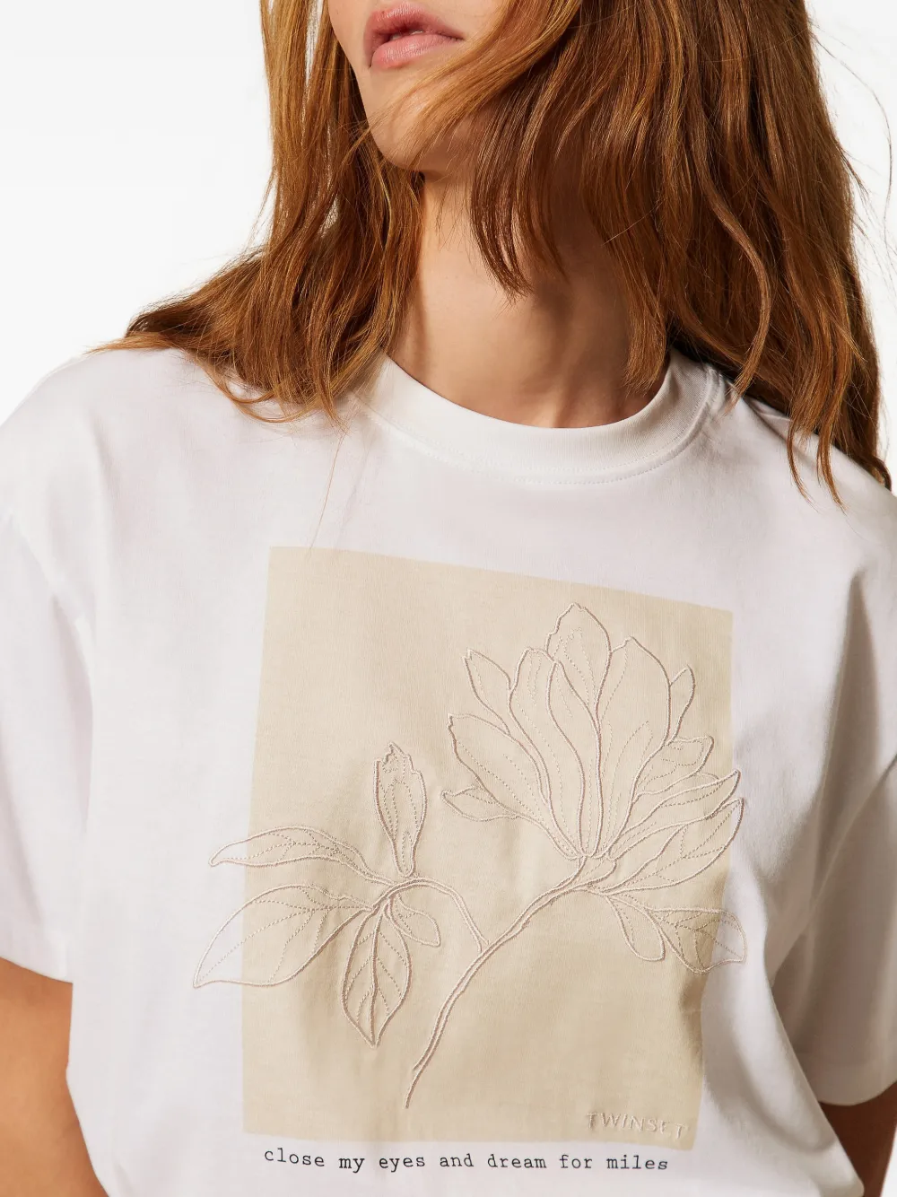 TWINSET Regular T-shirt met print en borduurwerk Wit
