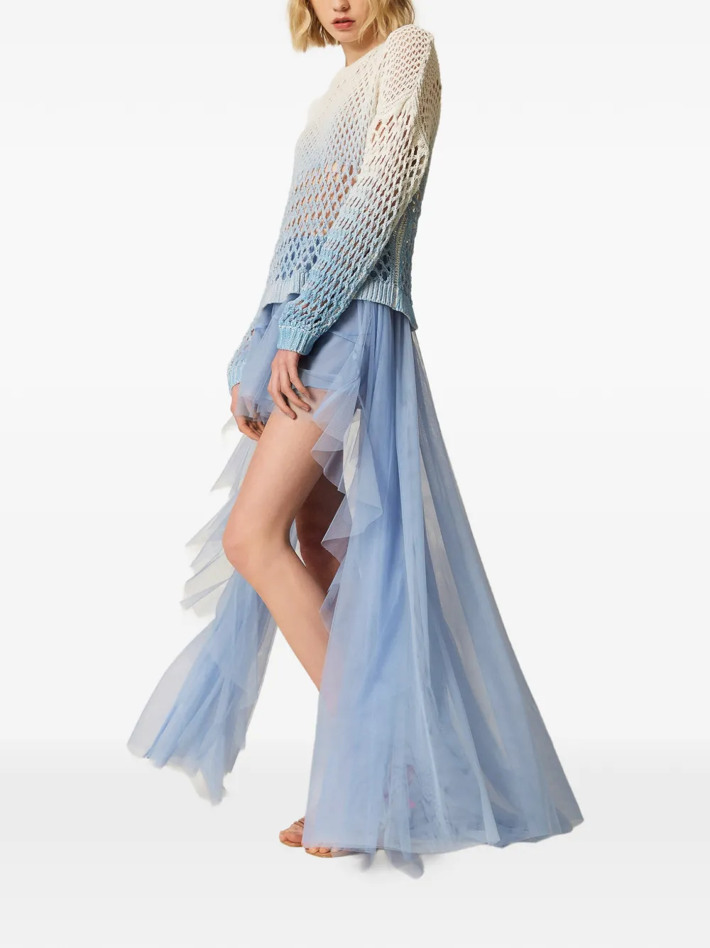 TWINSET x Myfo asymmetrische tulen rok Blauw