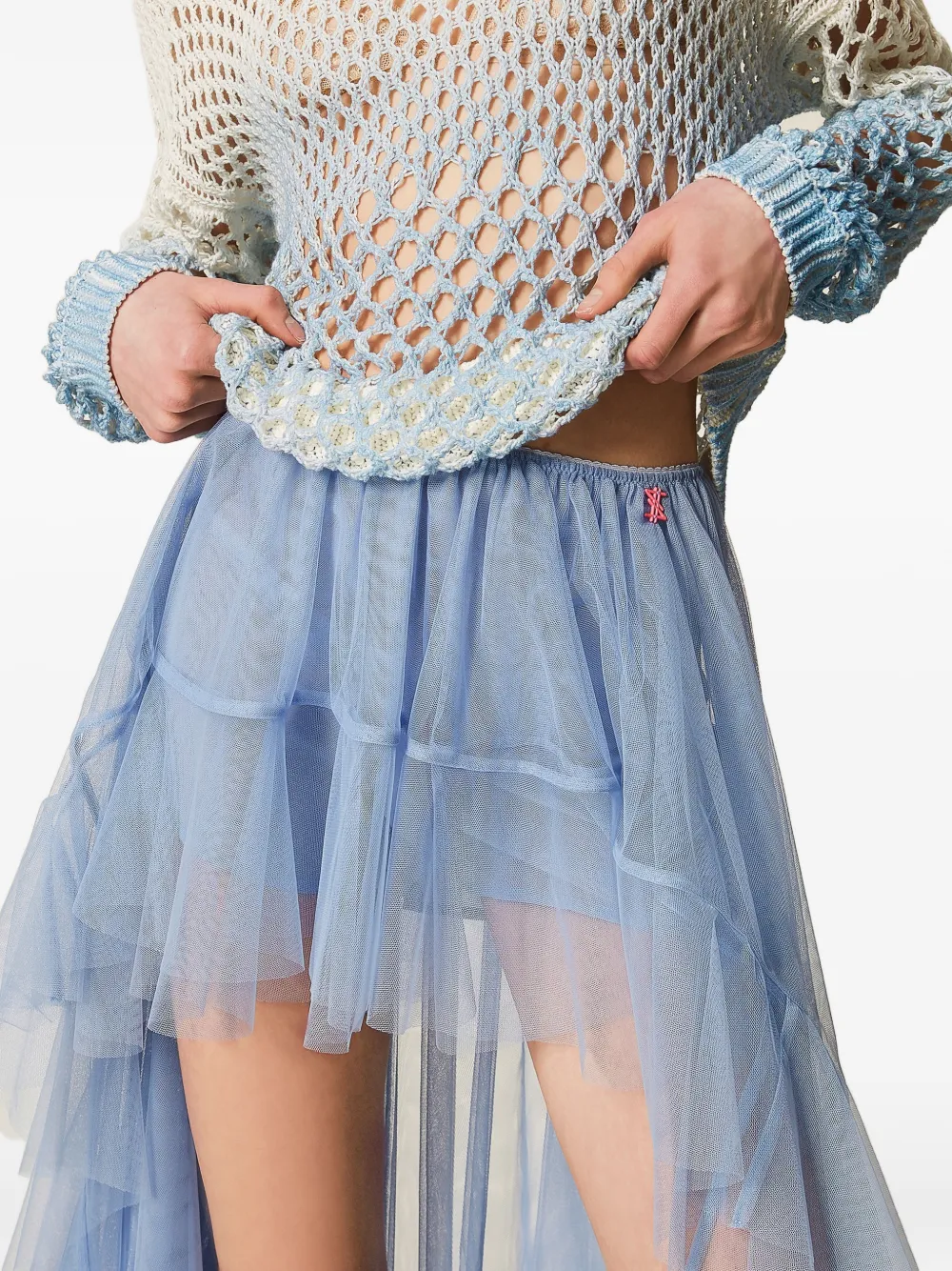 TWINSET x Myfo asymmetrische tulen rok Blauw