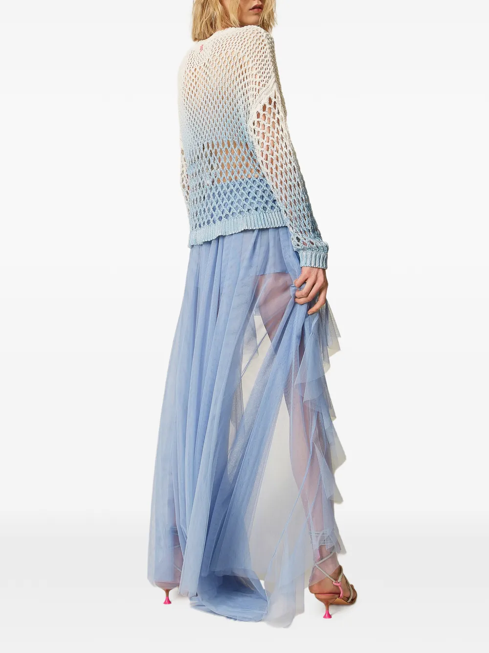TWINSET x Myfo asymmetrische tulen rok Blauw