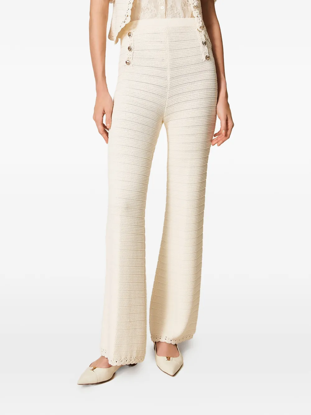 TWINSET Gehaakte broek Beige