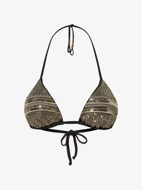 TWINSET sequin embroidered triangle bikini top