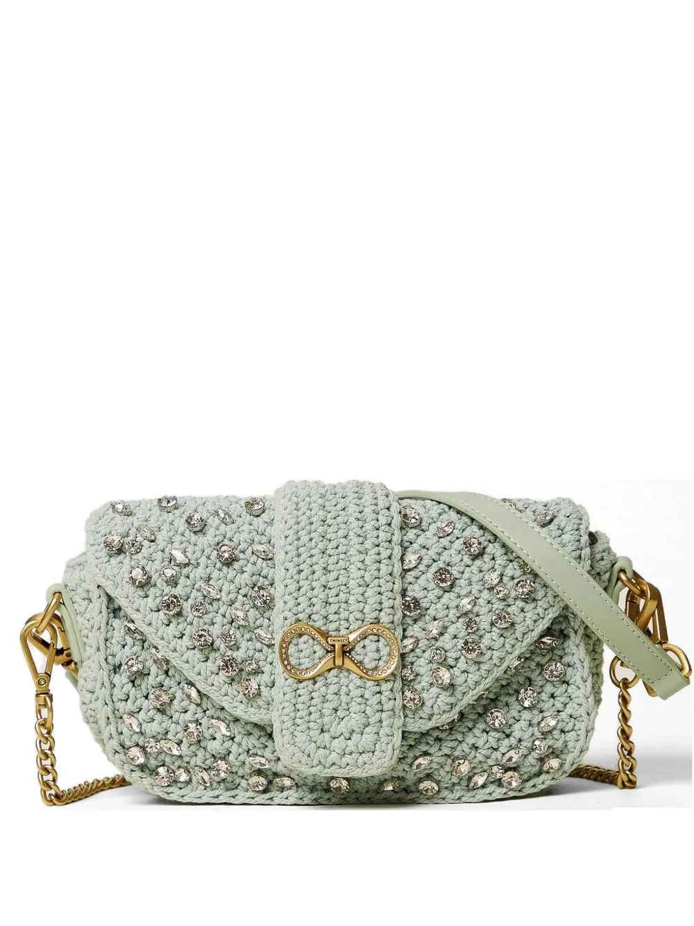TWINSET crystal-embellished crochet shoulder bag - Blu