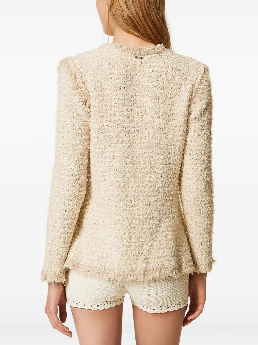 TWINSET Bouclé jack met franje Beige