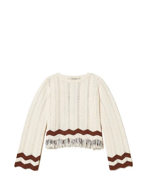 TWINSET Kids zigzag fringes jumper
