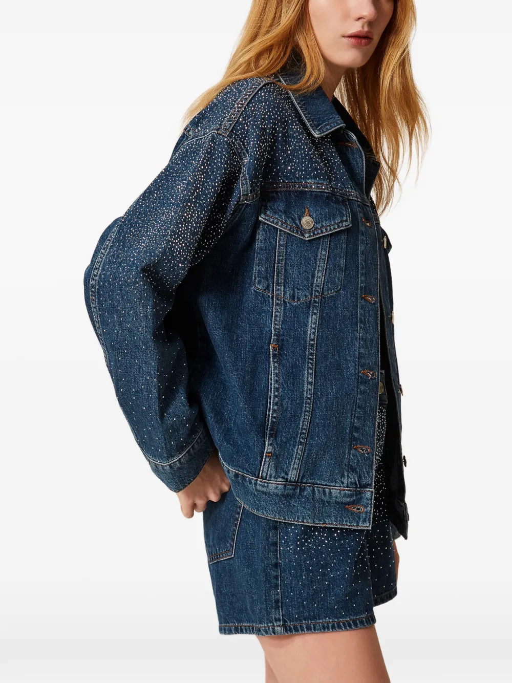  Twinset Rhinestone-embellished Denim Jacket - Blue 