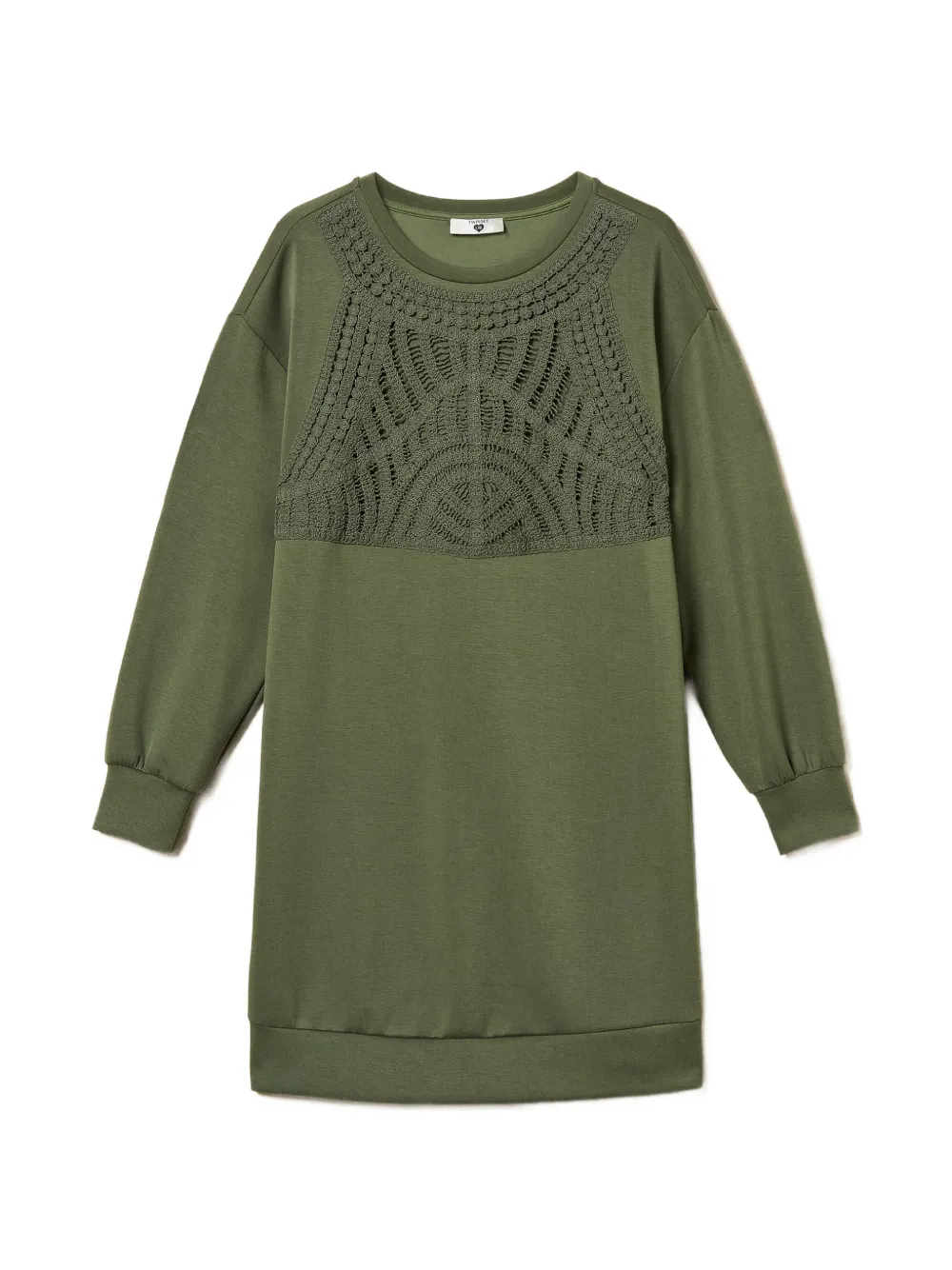 TWINSET Short scuba dress with crochet detail - Verde