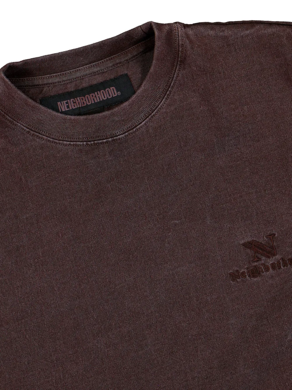 Neighborhood T-shirt met ronde hals en geverfd effect Bruin