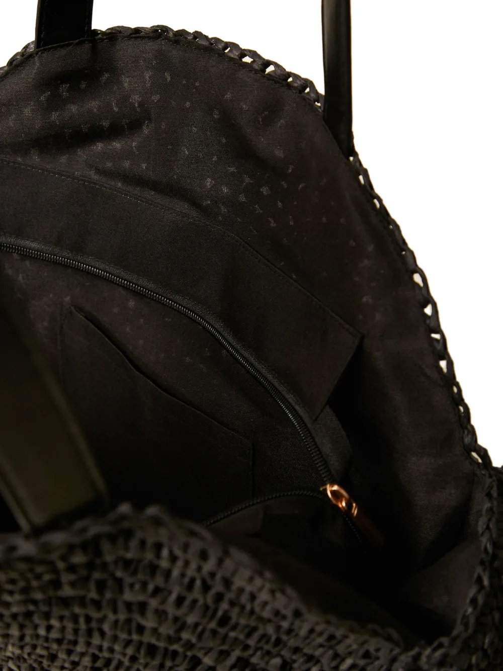 TWINSET Ronde raffia shopper met franje Zwart