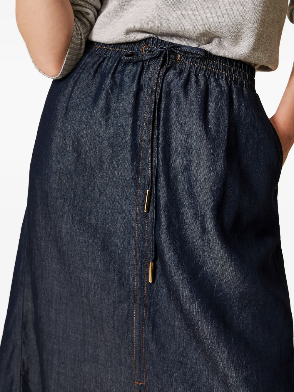 TWINSET Chambray midi-rok Blauw