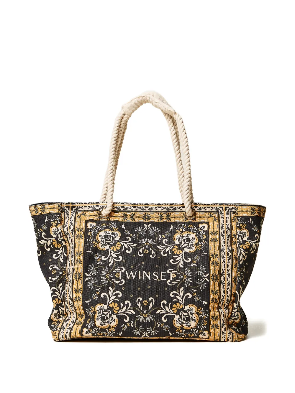 TWINSET Borsa tote con stampa foulard - Nero