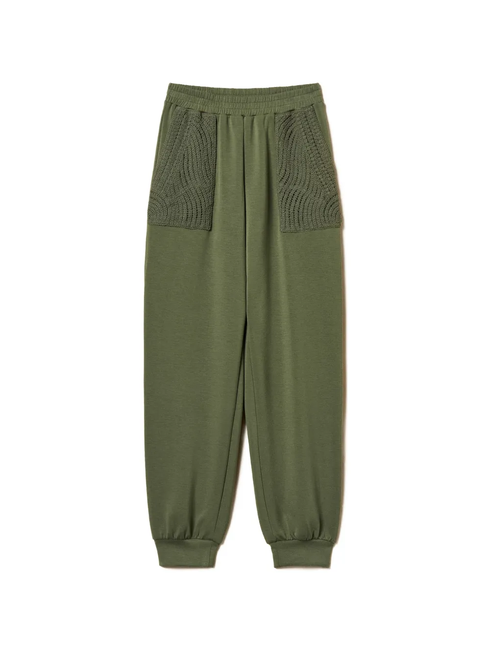 Twinset Crochet-detail Track Pants In Green