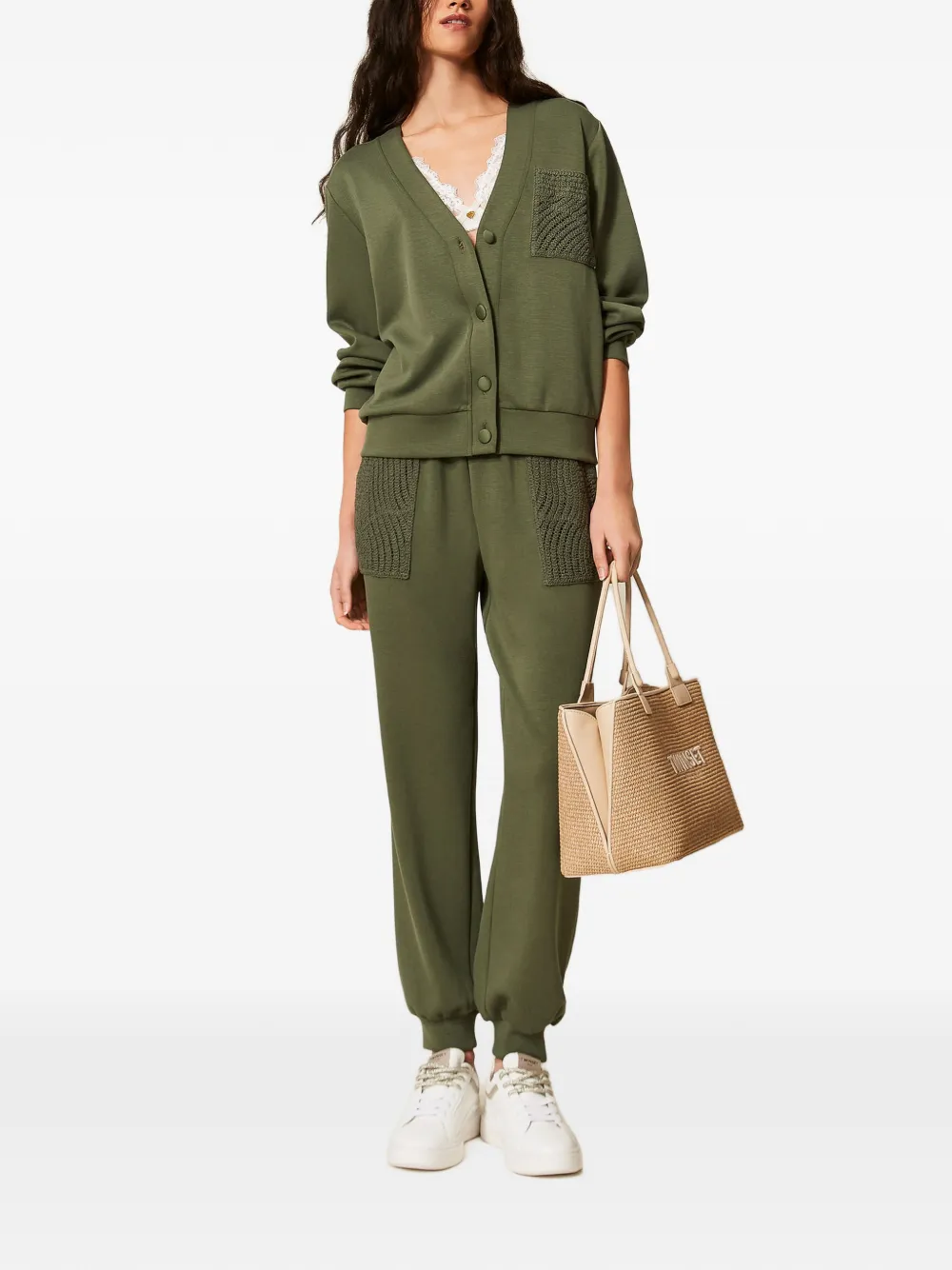 TWINSET Trainingsbroek met gehaakt detail Groen