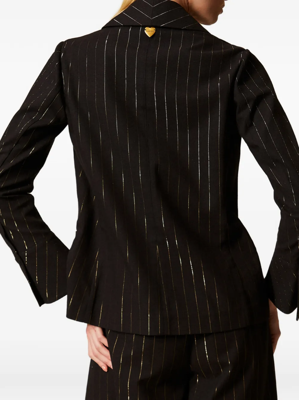 TWINSET Lurex blazer met krijtstreep Zwart