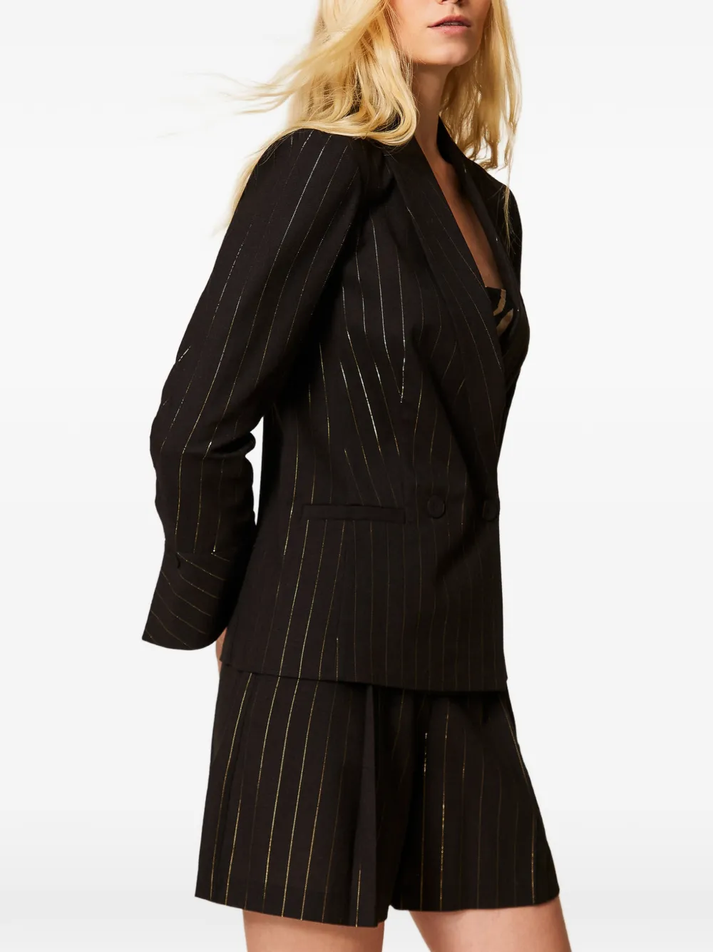 TWINSET Lurex blazer met krijtstreep Zwart