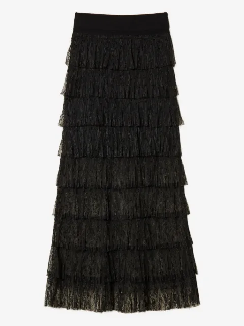 TWINSET long knit skirt with plumetis lace