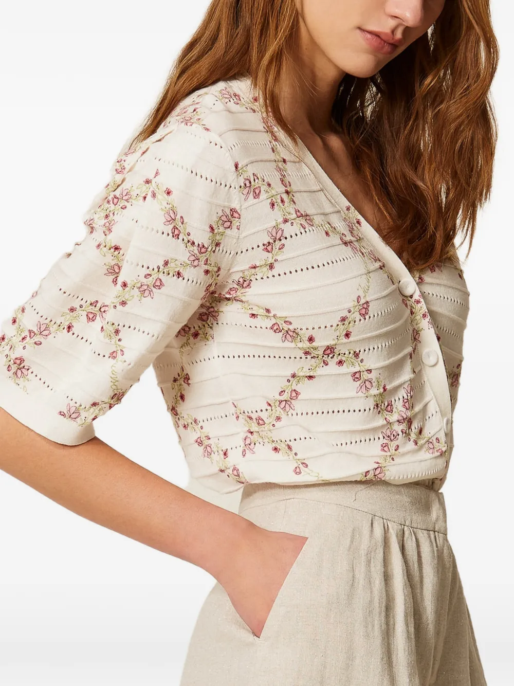 TWINSET Geplooide shorts Beige